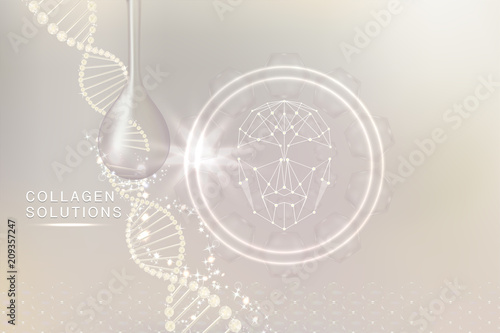 White Collagen Serum drop, cosmetic advertising background ready to use, luxury skin care ad, Illustration vector.