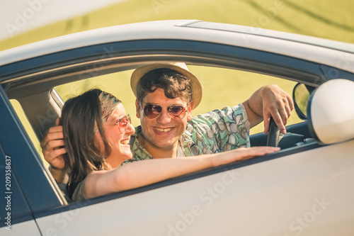 Hipster couple in love traveling. On the road and dating concepts. © zphoto83