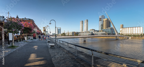 Panoramic view of Puerto Madero and Womens Bridge (Puente de la Mujer) - Buenos Aires, Argentina