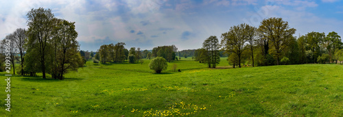 Der Landschaftspark von Basedow ist eines der Hauptwerke des preußischen Gartenarchitekten Peter Joseph Lenné - Panorama aus 8 Einzelbildern photo