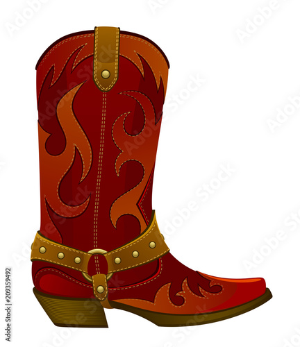 Red leather cowboy boot