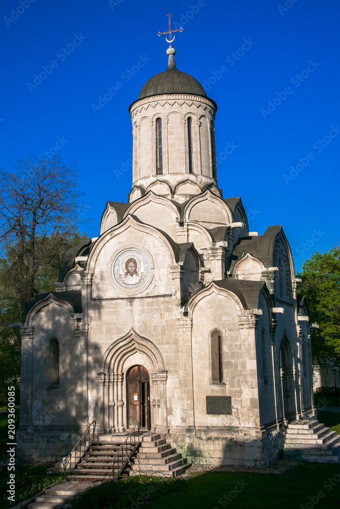 Orthodox Spassky Cathedral of the Vernicle Image of the Saviour in the Andronikov monastery, Moscow. Russia. Architectural monument of the 15th century.