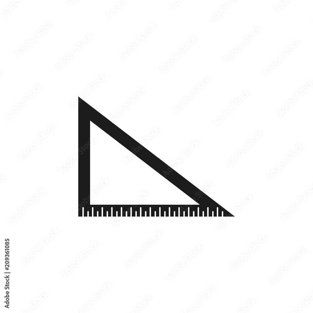Triangular rule icon vector, filled flat sign, solid pictogram isolated on white. Symbol, logo illustration.