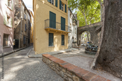  Historic center, street, square Pablo Picasso, village of Ceret.France.