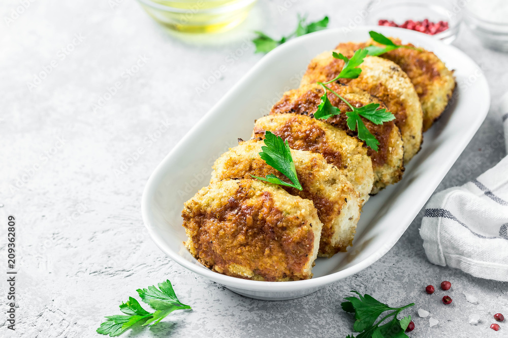 Healthy vegetable cutlets with herbs. Selective focus, space for text. Healthy vegetable cutlets with herbs. Selective focus, space for text.