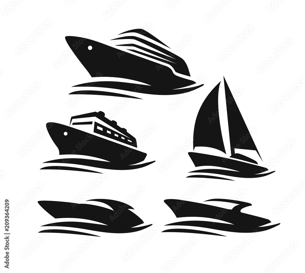 Naklejka premium łodzie i statki