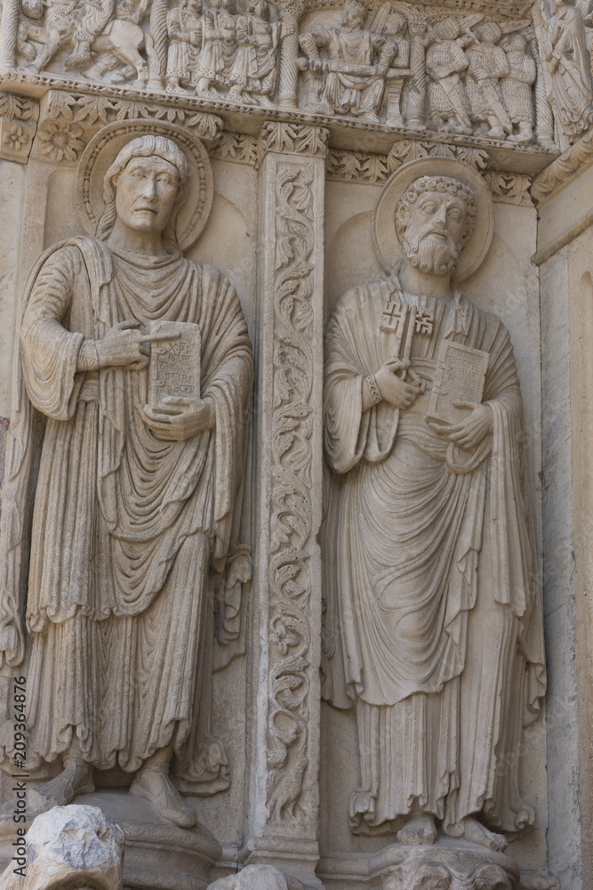 Detail of statue in the old cathedral Sainte Trophime in Arles France