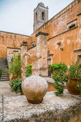 May 2013: the monastery of Agia Triada of Tsagaroli in the Chania region on the island of Crete, Greece. photo