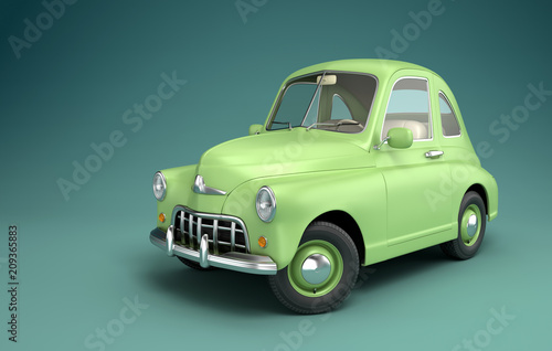 Light green cartoon car. 3D illustration photo