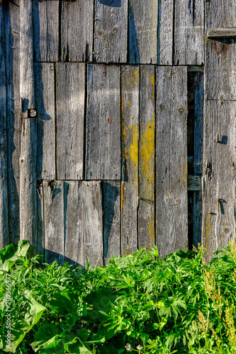 details of old wooden building wall in latvian countryside