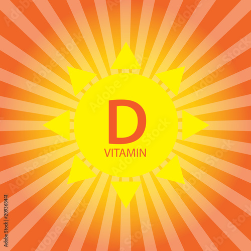Vitamin D Sun Sign Icon. Vector Illustration