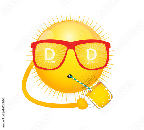 Vitamin D Sun Sign Icon. Vector Illustration
