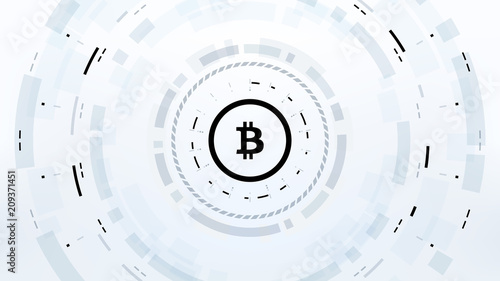 Bitcoin cryprocurrency futuristic vector illustration for background, HUD, graphical user interface, banner, business and finance infographics and more. Worldwide digital money blockchain system