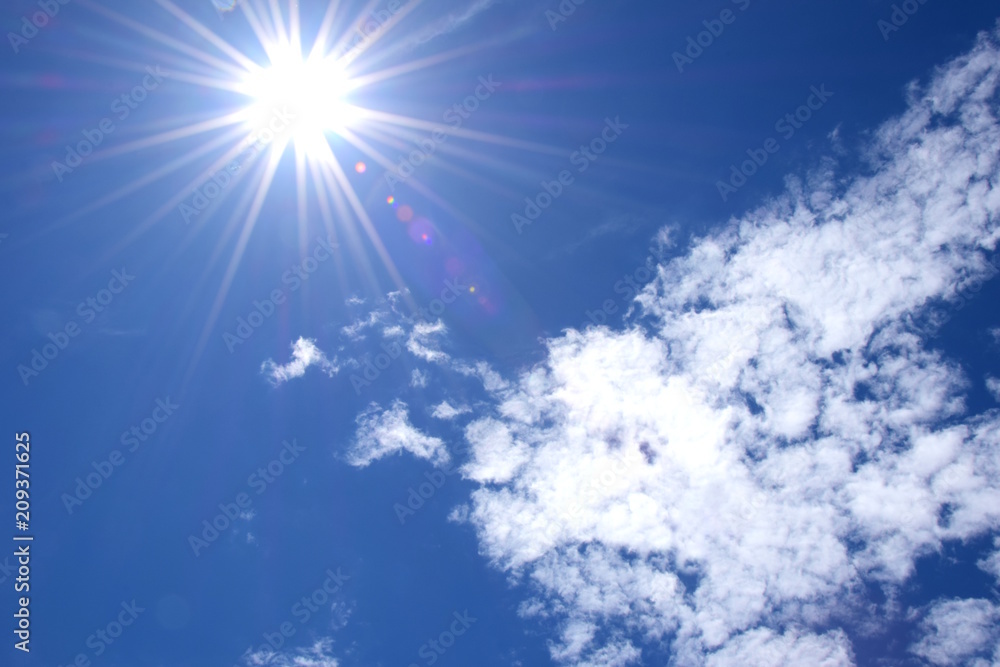 Sonnenschein, blauer Himmel und Wolken Sonnenschein, blauer Himmel und Wolken