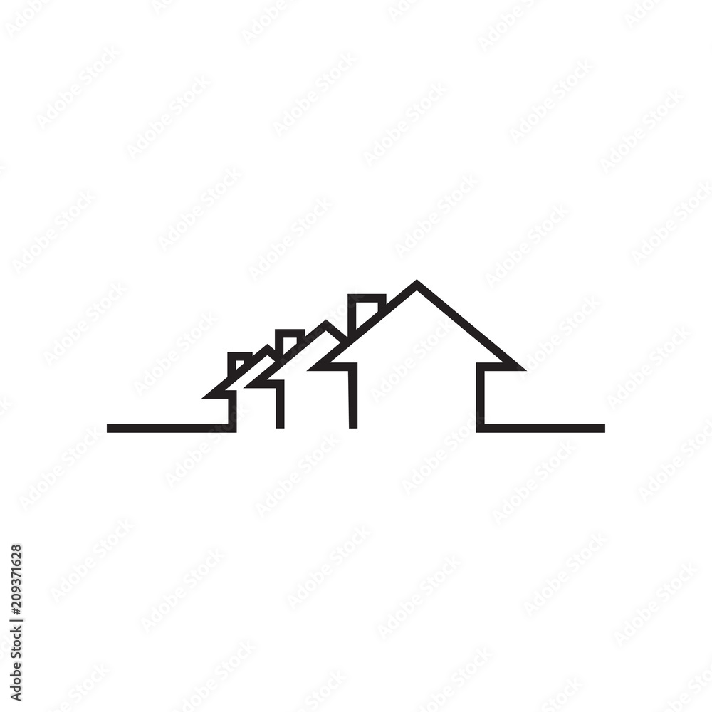 Mono line real estate house logo icon design template Mono line real estate house logo icon design template