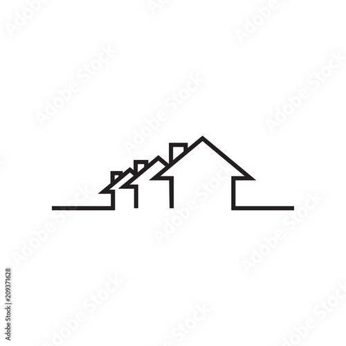 Mono line real estate house logo icon design template