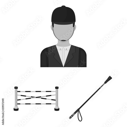 Hippodrome and horse monochrome icons in set collection for design. Horse Racing and Equipment vector symbol stock web illustration.