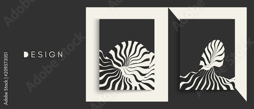 Abstract wavy background. Pattern with optical illusion. Textbook, booklet or brochure mockup. Cover design template. Futuristic vector illustration.