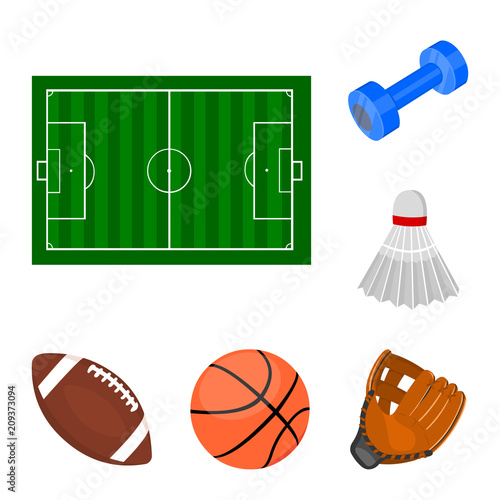 Different kinds of sports cartoon icons in set collection for design. Sport equipment vector symbol stock web illustration.