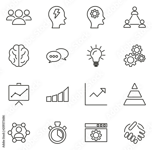 Work Productivity Icons Thin Line Vector Illustration Set