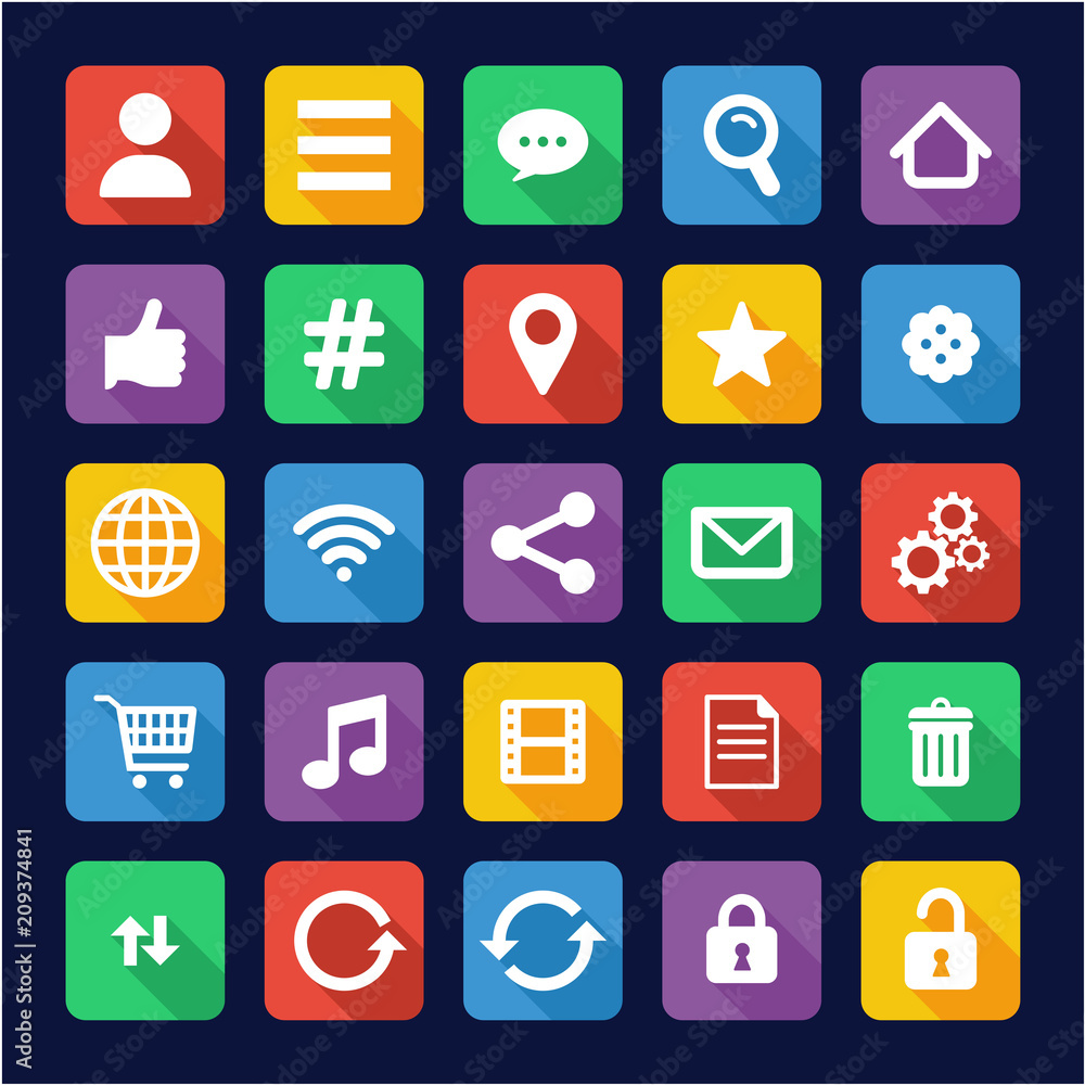 Toolbar Or Menu Icons Flat Design Toolbar Or Menu Icons Flat Design