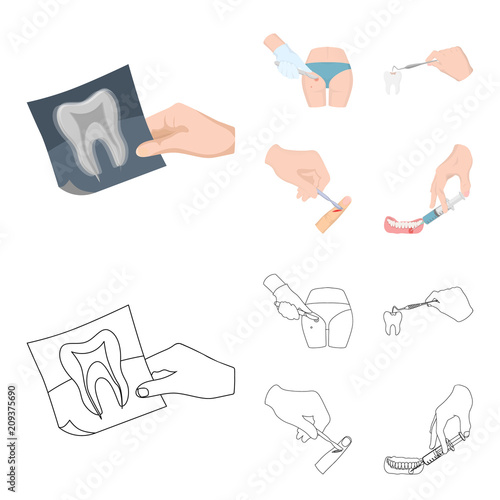 Tooth, X-ray, instrument, dentist and other web icon in cartoon,outline style.surgeon, abscess, scalpel icons in set collection.