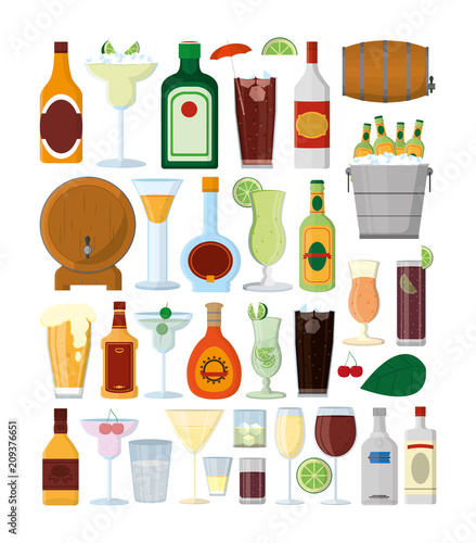 Set of bar drinks