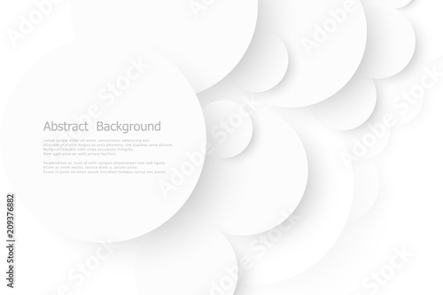 White circle with drop shadows on white background template. Vector illustration