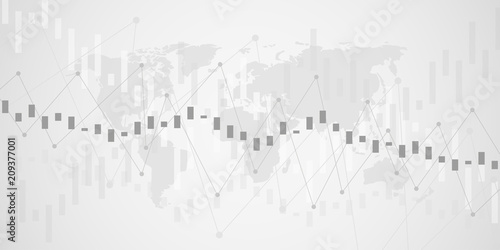 Business candle stick graph chart of stock market investment trading on gray background design. Vector illustration.