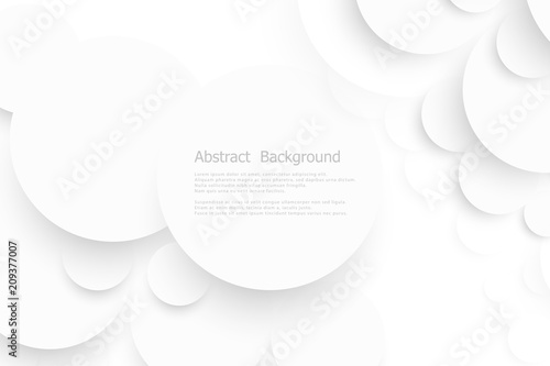 White circle with drop shadows on white background template. Vector illustration