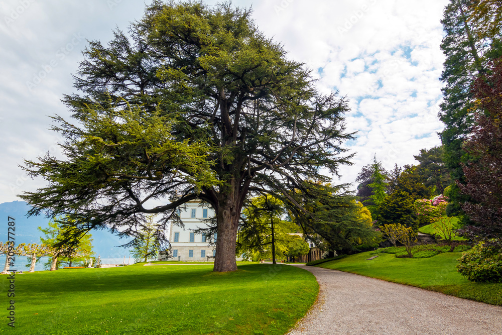 Obraz premium Villa Melzi and its gardens near Bellagio at the famous Italian lake Como in May