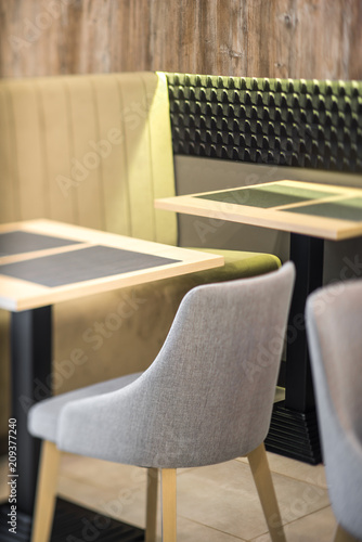 Furniture in modern restaurant. Decor of the interior.  photo