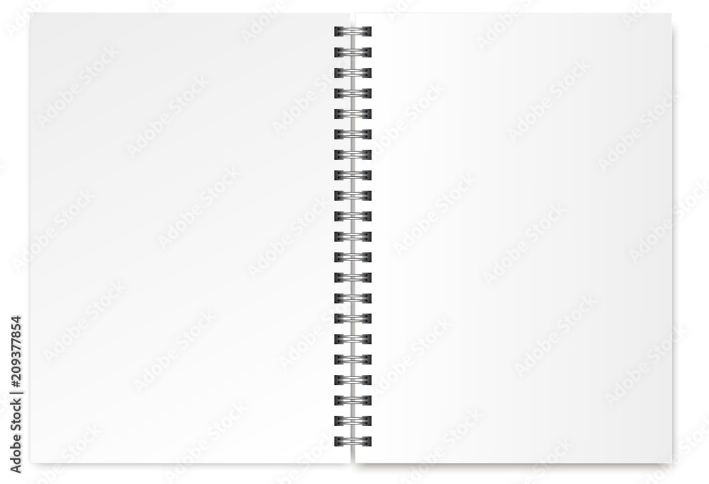 Vector Template Of An Open Spiral Notebook, Organizer, Calendar, Magazine  Size A5. Realistic Metal Spiral And Light Shadows. Suitable For Your  Design. Stock Vector | Adobe Stock