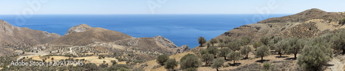panorama view near village lentas on the south coast of crete, greece with olive grove photo