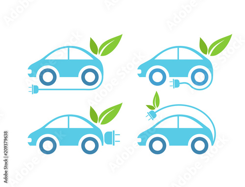 Flat Icon Set of electric cars