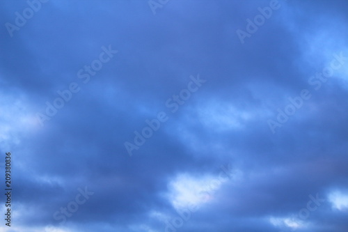 Cloudy sky with clouds in winter. Background.