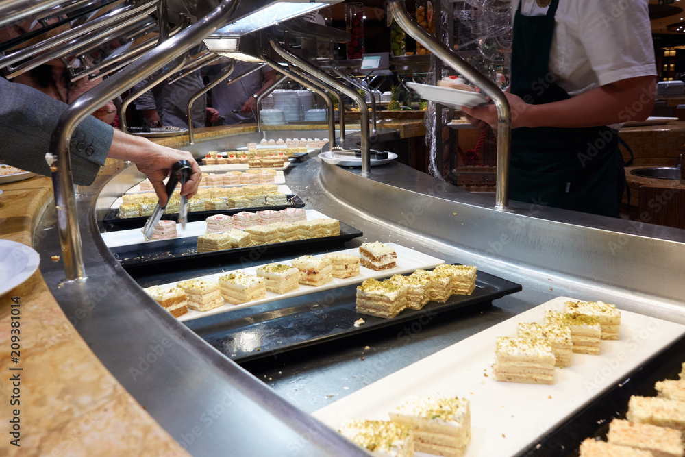 Buffet on the cruise ship. Sweets Buffet on the cruise ship. Sweets