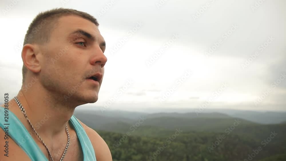 Slow motion shot of tears in the eyes of a sad man. Slow motion shot of tears in the eyes of a sad man.