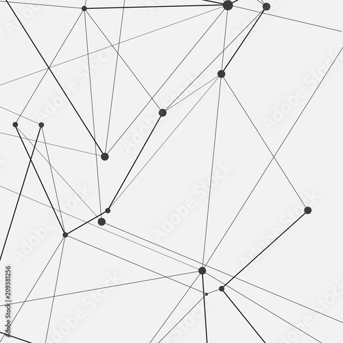 Abstract polygonal network science background with connecting dots and lines