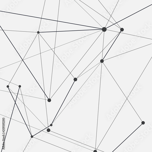 Abstract polygonal network science background with connecting dots and lines