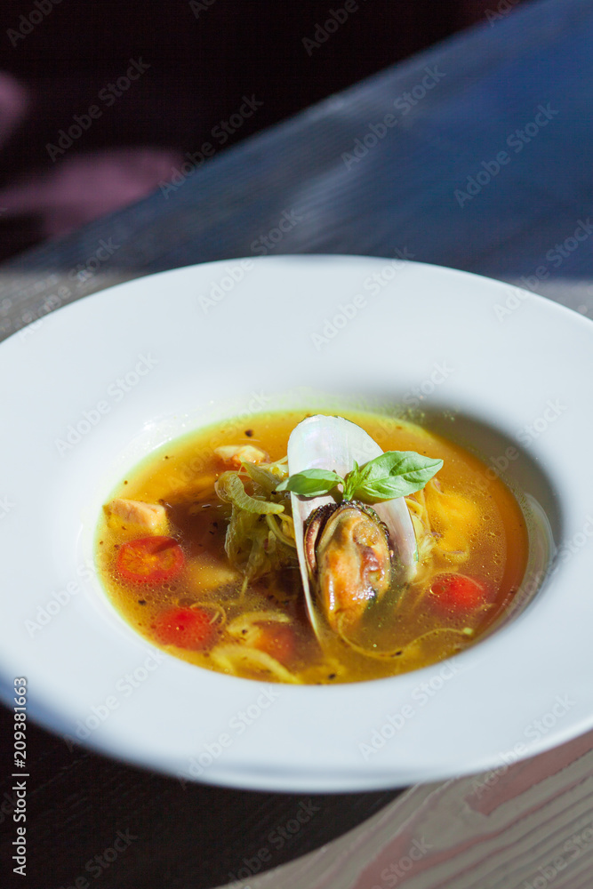 soup with seafood and vegetables soup with seafood and vegetables