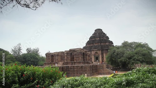 Pan down shot of Konark sun temple in Orrisa, India photo