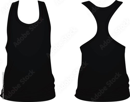 Black sleeveless t shirt. vector illustration