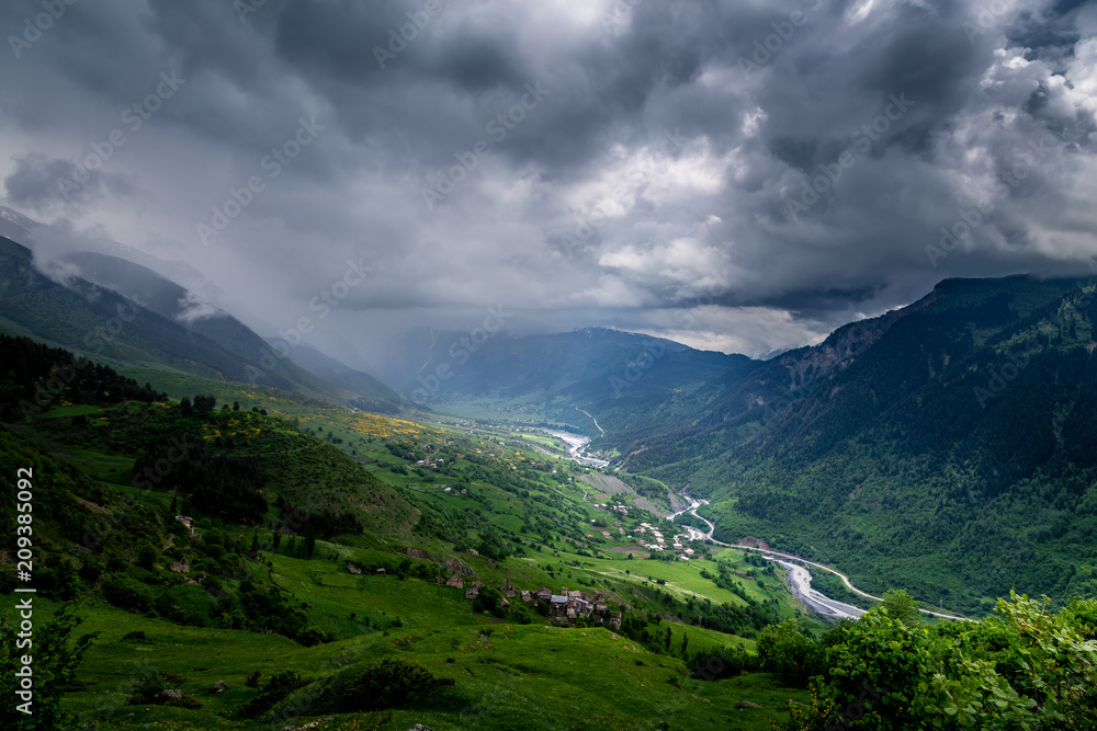 Dramatic weather and scenery whilst hiking in the Svaneti region of Georgia.