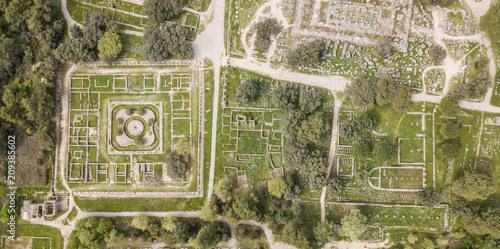 Cuadro en lienzo Aerial view of Ancient Olympia, a sanctuary in Elis on the Peloponnese peninsula