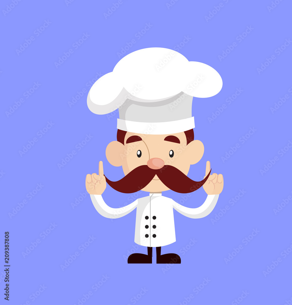 Cartoon Chef pointing finger upside Flat Vector Illustration Design Cartoon Chef pointing finger upside Flat Vector Illustration Design