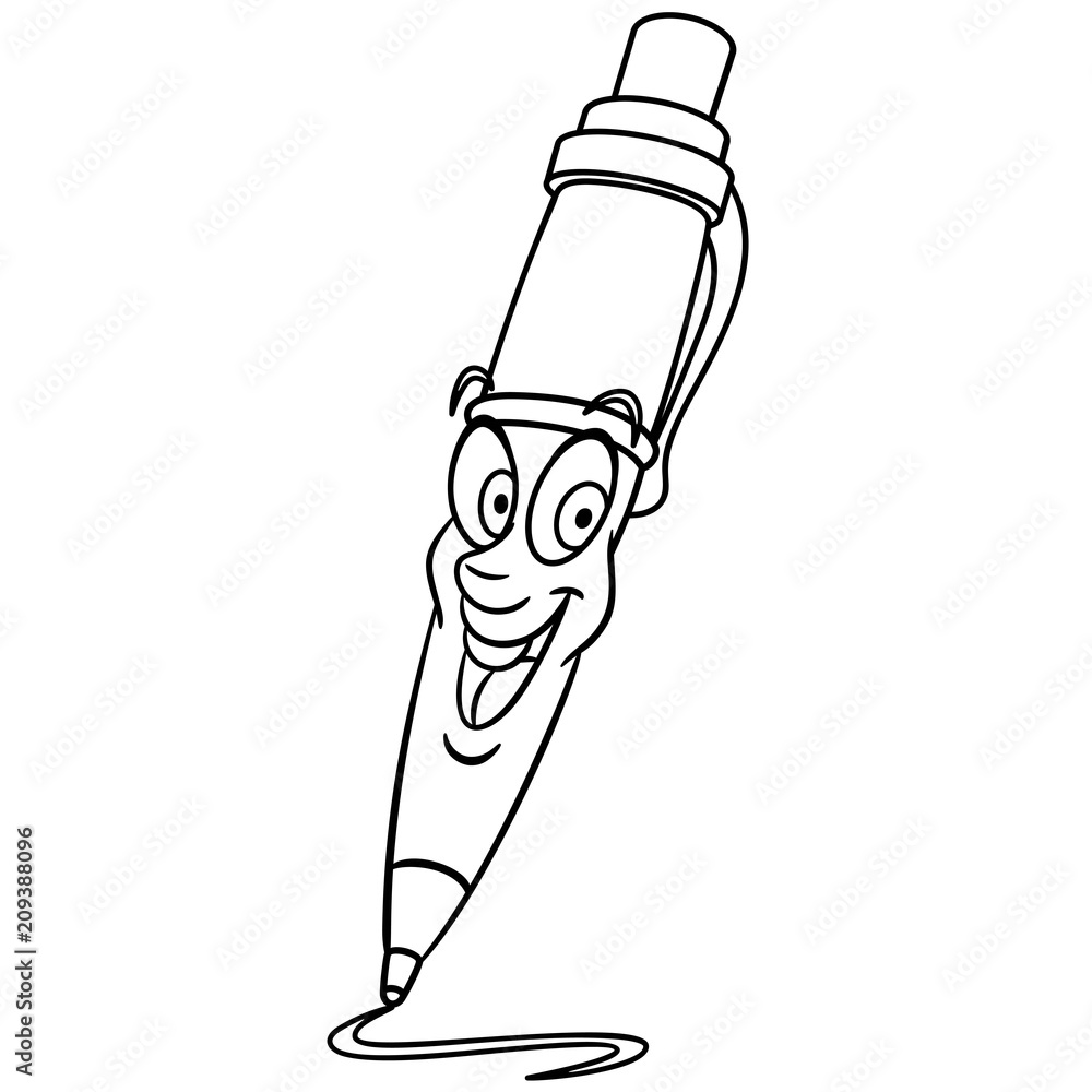 Ball point Pen. Coloring page. Colouring picture. Coloring book. Stock  Vector