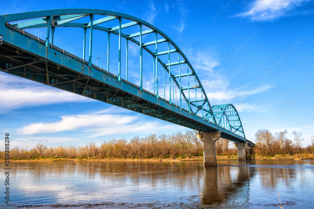 Dramatic Leavenworth Bridge over the Missouri River in Kansas