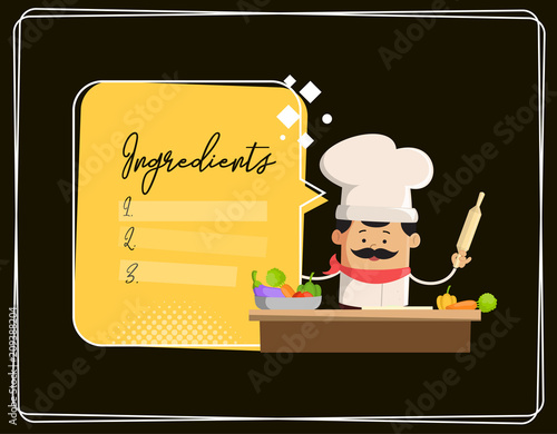 Cartoon Chef cooking classes Flat Vector Illustration Design