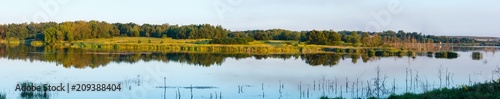 Evening summer lake landscape.